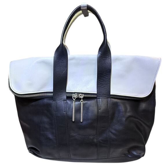 3.1 Phillip Lim 31 Hour Tote Bag Black & White Soft Leather X-Large‎ Work Bag - Picture 16 of 16